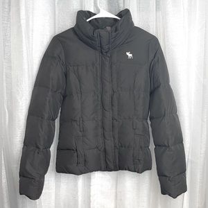 ABERCROMBIE & FITCH Charcoal Gray Quilted Puffer Jacket Girls Large